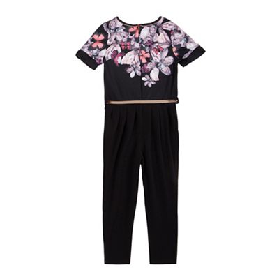 Baker by Ted Baker Girls' black floral print jumpsuit